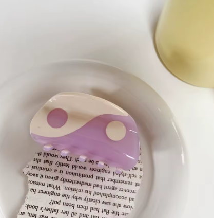 YIN YANG HAIR CLAW - Black, Brown & Lavender (L)