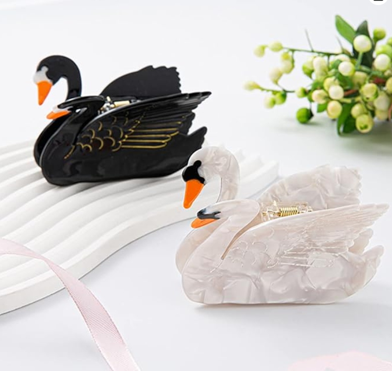 SWAN HAIR CLAW - Black or White (L)