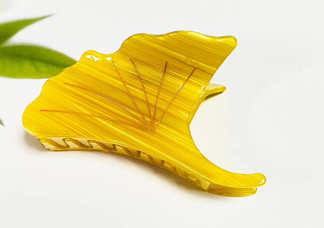 FLOWERS HAIR CLAW - Yellow Ginko Leaf (L)