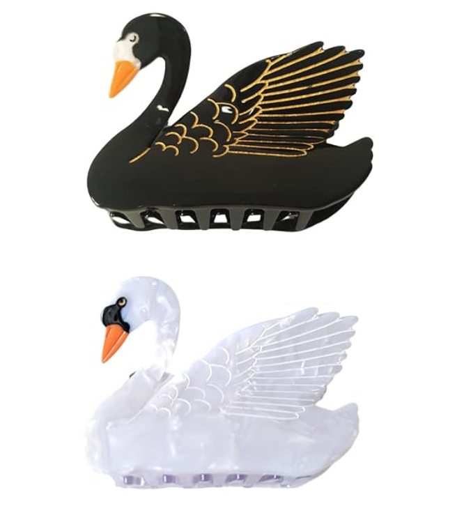 SWAN HAIR CLAW - Black or White (L)
