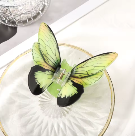 BUTTERFLY HAIR CLAW - Green Iridescent Aurelia Butterfly (XL)